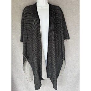 Lululemon Black Mandala Reversible Knitted Cape Shawl/Wrap One Size